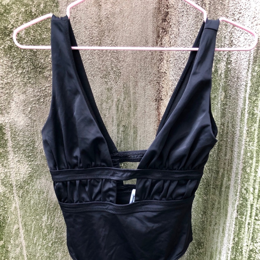 ASOS Swim Monotini Bathing Suit Black Peekaboo👙
